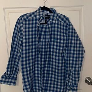 Ariat Fitted Pro Series Men's Blue Plaid Performance Shirt size Small 🫏